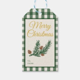 Pine Needle Lane Kerstmis - Diep dennen groen Cadeaulabel