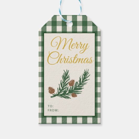 Pine Needle Lane Kerstmis - Diep dennen groen Cadeaulabel (Voorkant)