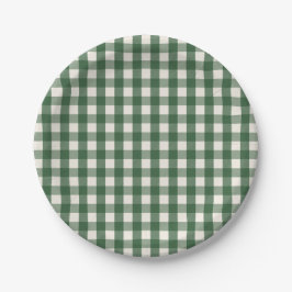 Pine Needle Lane - Pine Green Gingham Pattern Papieren Bordje