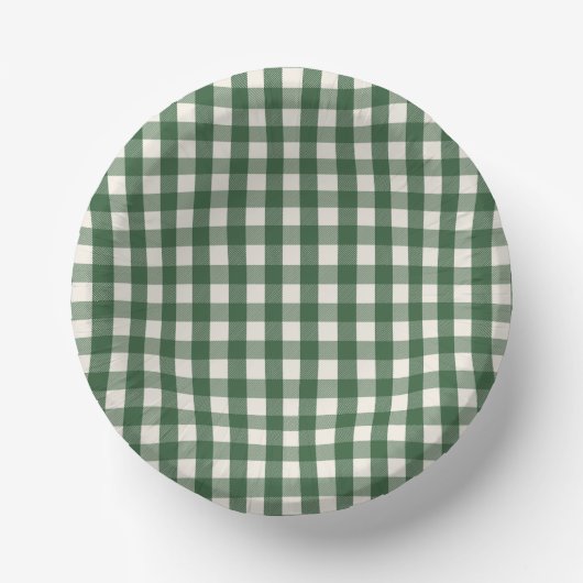 Pine Needle Lane - Pine Green Gingham Pattern Papieren Kommen (Voorkant)