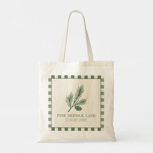 Pine Needle Lane-Pinecone Print & Gingham Border Tote Bag (Achterkant)