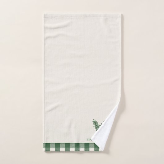 Pine Needle Lane-Pinecone Print with Gingham Trim Bad Handdoek (Handdoek)
