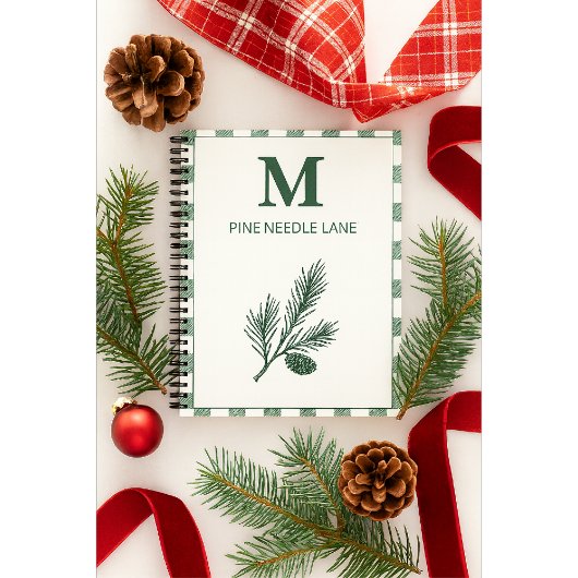 Pine Needle Lane - Rustic Gingham & Botanisch Notitieboek