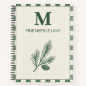 Pine Needle Lane - Rustic Gingham & Botanisch Notitieboek (Voorkant)