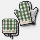 Pine Needle Lane-Rustic Gingham Kitchen Essentials Ovenwant & Pannenlap Set (Voorkant / Achterkant)