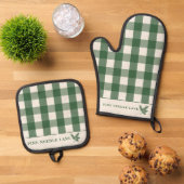 Pine Needle Lane-Rustic Gingham Kitchen Essentials Ovenwant & Pannenlap Set (Top down)