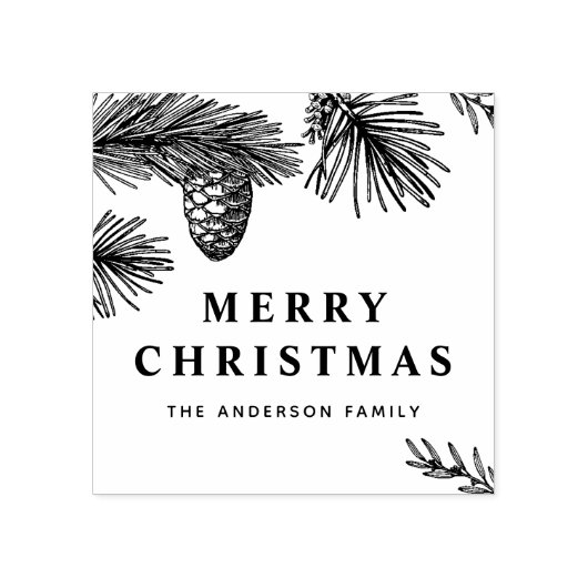 Pine Needles en Pine Cones Botanische Vakantie Rubberstempel (Afrduk)