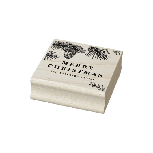 Pine Needles en Pine Cones Botanische Vakantie Rubberstempel (Stempel)