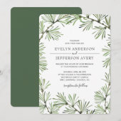 Pine Needles Moderne Winter Huwelijksuitnodiging Kaart (Voorkant / Achterkant)