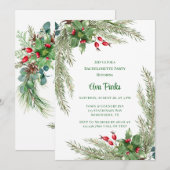 Pine Needles Red Berry Bachelorette Party Kaart (Voorkant / Achterkant)