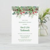 Pine Needles Red Berry Bruidsmeisjes Luncheon Kaart (Staand voorkant)