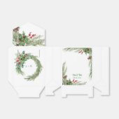 Pine Needles Red Berry Wedding Bedankdoosjes (Uitgevouwen)