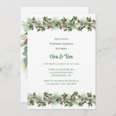 Pine Needles Red Berry Wedding Shower Kaart (Voorkant / Achterkant)