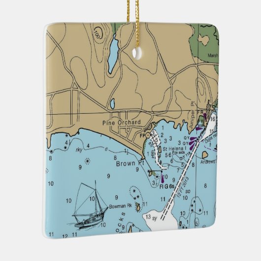 Pine Orchard Branford CT Chart Keramisch Ornament (Rechts)