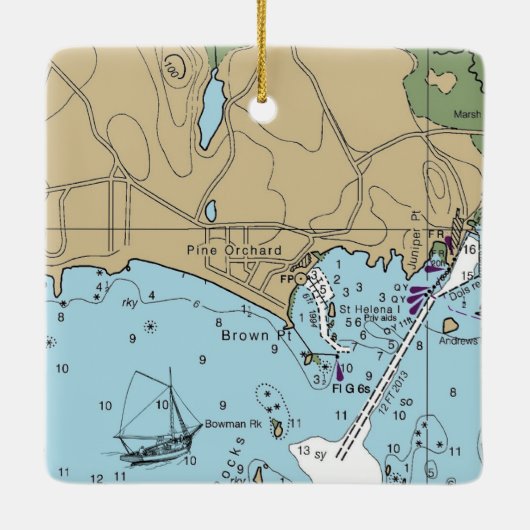 Pine Orchard Branford CT Chart Keramisch Ornament (Achterkant)