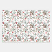 Pine Pine Cones Red Berries Kerstmis Inpakpapier Vel (Voorkant 2)