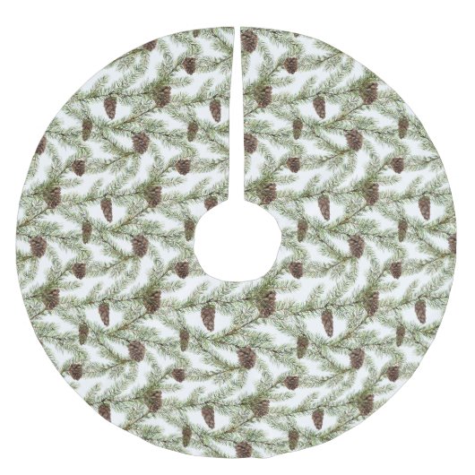 Pine-ploegen en pijnbomen | Handgeschilde Waterver Kerstboom Rok (Voorkant)