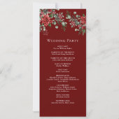 Pine Poinsettia Bloemen Kerst Trouwprogramma (Achterkant)