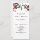 Pine Poinsettia Bloemen Kerst Trouwprogramma (Voorkant)