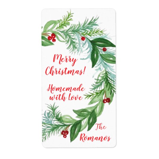 Pine Red Berry Christmas Greens HOMEMADE WITH LOVE Etiket (Voorkant)