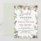 Pine Red Berry Winter Greenery Vrijgezellenfeest Kaart (Voorkant / Achterkant)