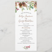 Pine Red Berry Winter Greenery Wedding Programme Programmakaart (Voorkant)