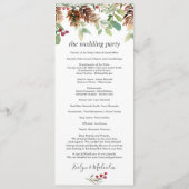 Pine Red Berry Winter Greenery Wedding Programme Programmakaart (Achterkant)