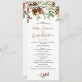 Pine Red Berry Winter Greenery Wedding Programme Programmakaart (Voorkant / Achterkant)