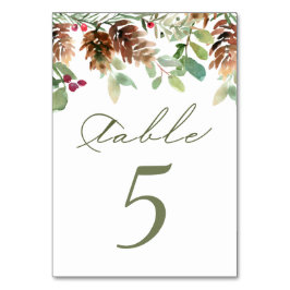 Pine Red Berry Winter Groener Table Number Kaart