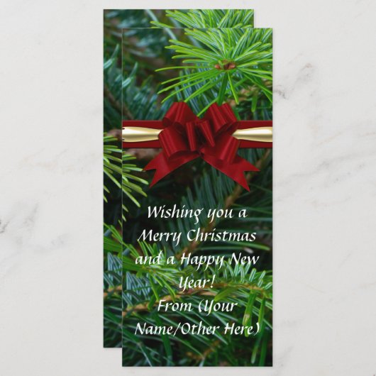 Pine/Red Bow Elegant bedrukt zakelijk kerstfeest (Voorkant / Achterkant)