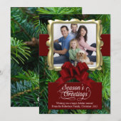 Pine/Red/Gold Lijst Photo Holiday Card Feestdagenkaart (Voorkant / Achterkant)