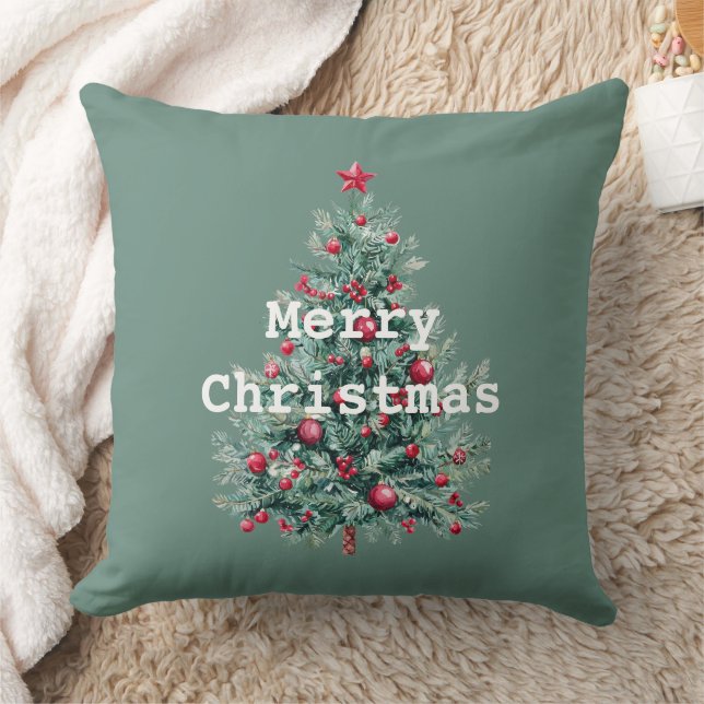 Pine Red Merry Christmas Tree Santa (op de achterk Kussen (Deken)