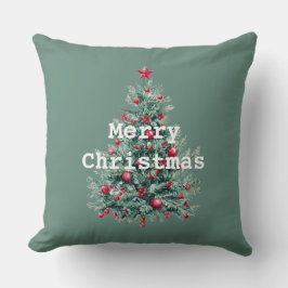 Pine Red Merry Christmas Tree Santa (op de achterk Kussen