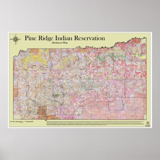 Pine Ridge Reservation Allottments (met topografie Poster (Voorkant)