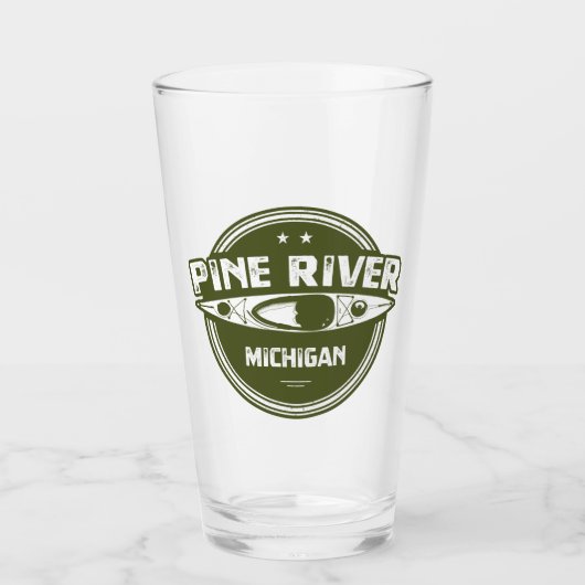 Pine River Michigan Kayaking Glas (Voorkant)