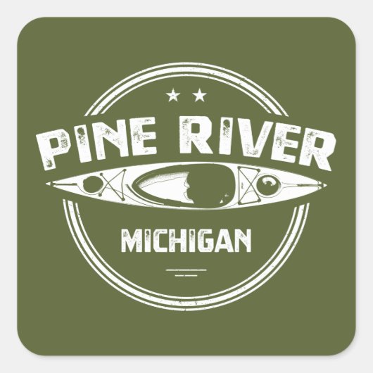 Pine River Michigan Kayaking Vierkante Sticker (Voorkant)