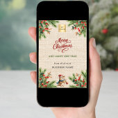 Pine rode bessen burlap uil bedrijf Kerstmis Feestdagenkaart