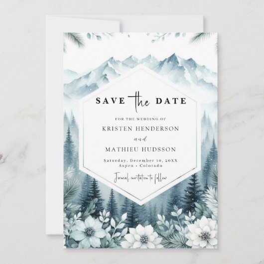 Pine Romance Mountain Wedding Save The Date (Voorkant)