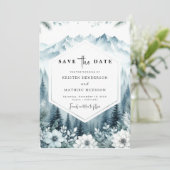 Pine Romance Mountain Wedding Save The Date (Staand voorkant)