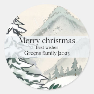 Pine Rustiek winterbos elegante chique kerst Ronde Sticker