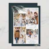 Pine Script Merry Kerstmis 4 Foto Collage Feestdagenkaart (Voorkant / Achterkant)