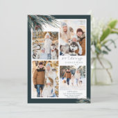 Pine Script Merry Kerstmis 4 Foto Collage Feestdagenkaart (Staand voorkant)