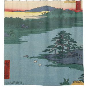 Pine Senzoku Pond Japanse kunst Douchegordijn