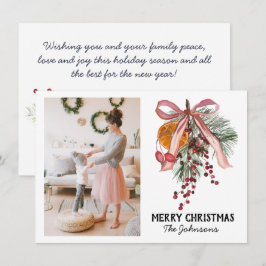 Pine Sinaasappel Foto Kerst Vakantie Kaart Notitiekaartje