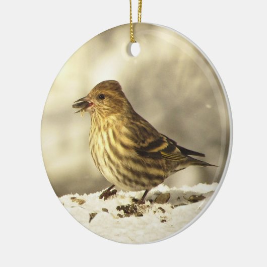Pine Siskin Keramisch Ornament (Links)