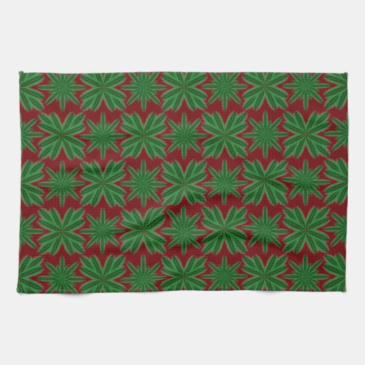 Pine Snowflakes Granaat Keuken Handdoek (Horizontaal)