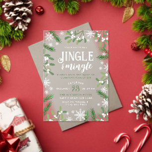 Pine Snowflakes Jingle & Mingle Kerstfeest Acryl Uitnodigingen