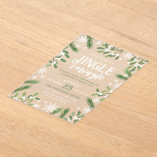 Pine Snowflakes Jingle & Mingle Kerstfeest Acryl Uitnodigingen (Laagn)
