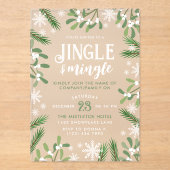 Pine Snowflakes Jingle & Mingle Kerstfeest Acryl Uitnodigingen (Voorkant)
