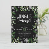 Pine Snowflakes Jingle & Mingle Kerstfeest Kaart (Staand voorkant)